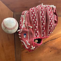 Phillies Kids Baseball Glove And 1 Baseball (Used)