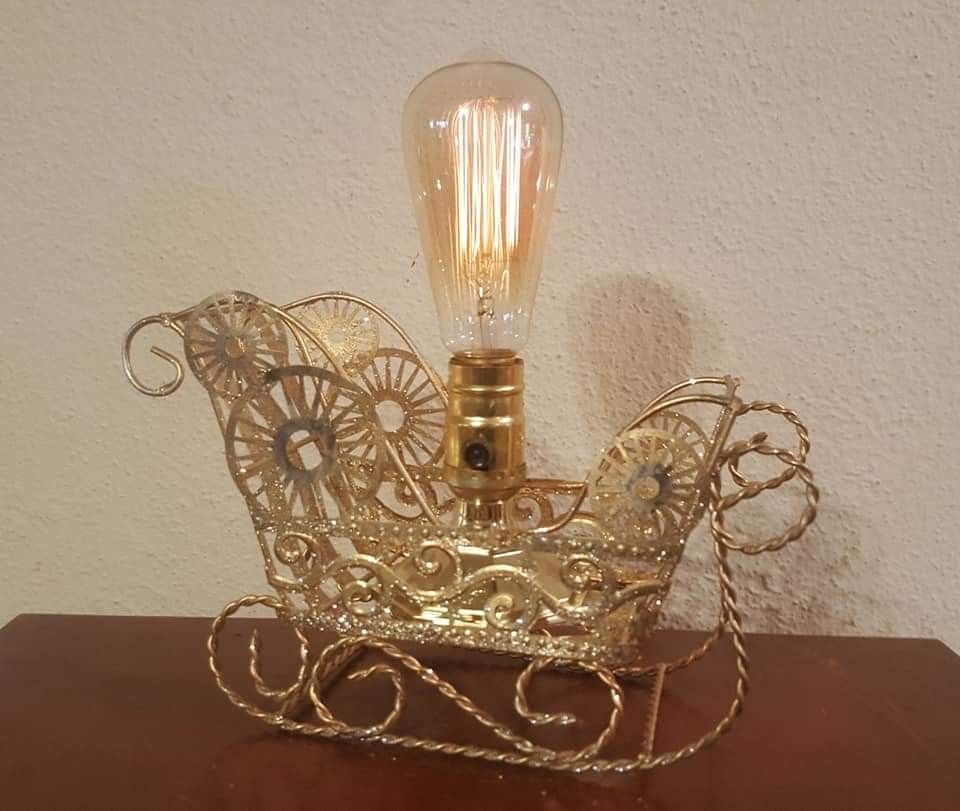 One-of-a-kind Handmade Santa Sleigh Christmas Decor Lamp/Light. $25.00