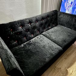 Black Velvet Comfy Loveseat Couch