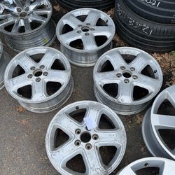 Used set of rims 17 inch Honda 5x114 300$ for 4 rims plus tax . Sold AS IS. Mount available but not included. Wheel alignment available.  City tires  