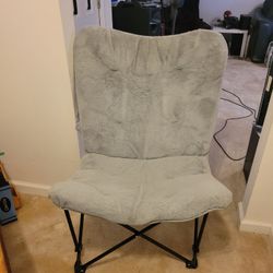 2 Grey Furry Butterfly Chairs