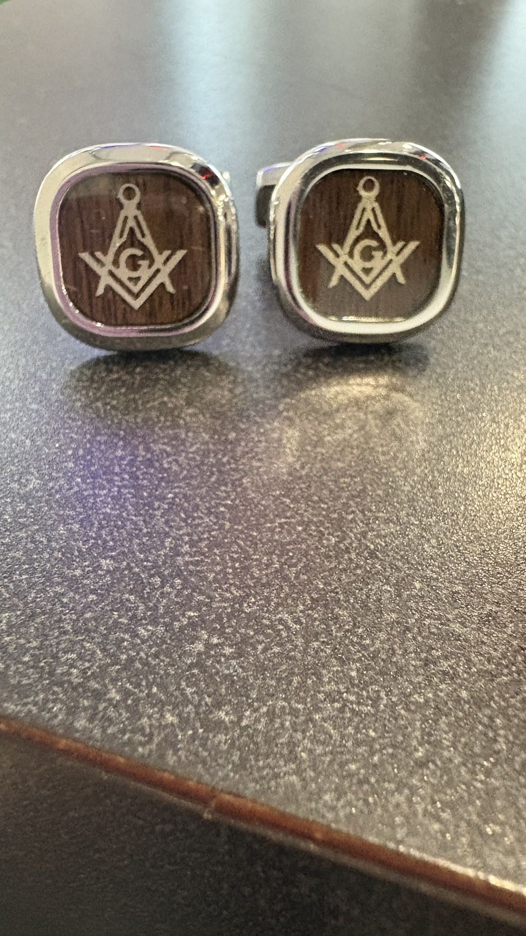 Silver and Brown Masonic Cufflinks