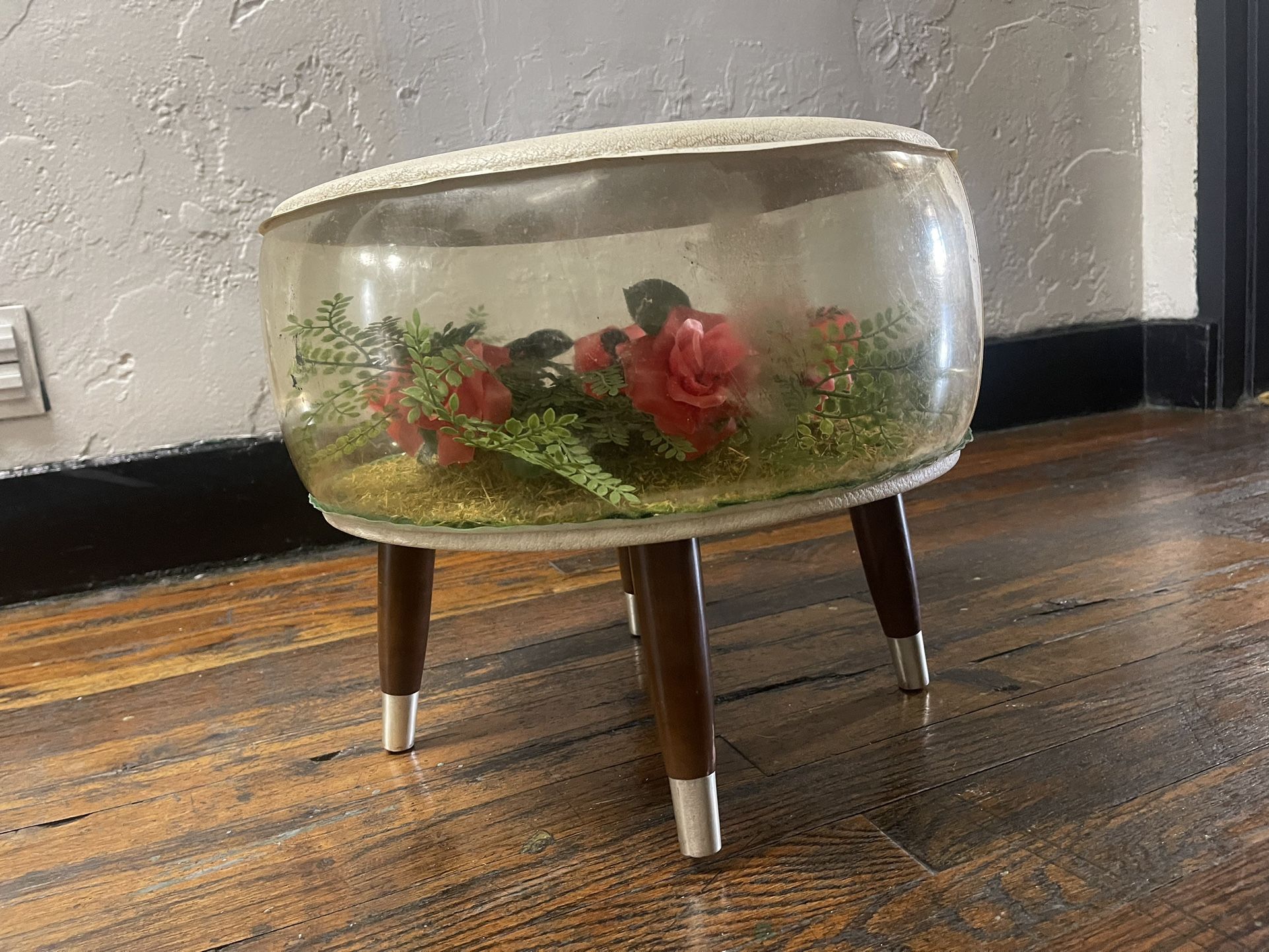 Inflatable Terrarium Footstool, Mid-century Floral