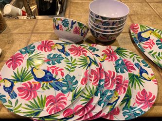 Tropical Toucan Melamine Dinnerware Set