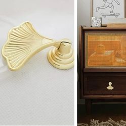 NEW Anthropologie (Set of 4) Gold Leaf Boho Cabinet Knobs Drawer Pulls Hardware