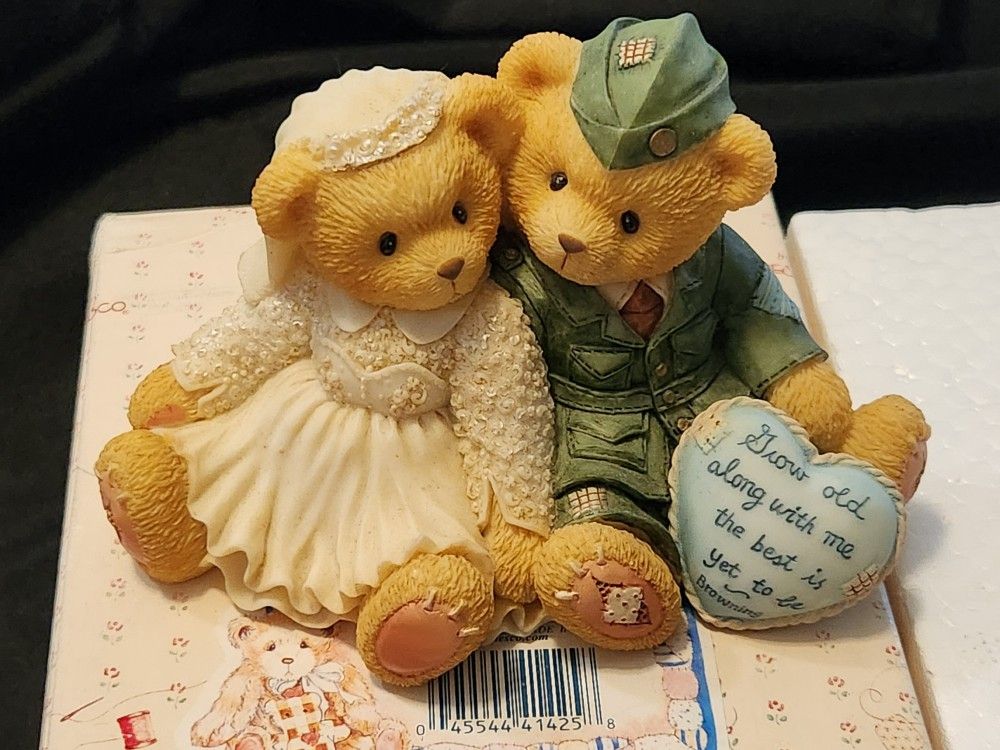 Cherished Teddies Forever Yours Forever True Anniversary Figurine - Military Themed 1997 Enesco