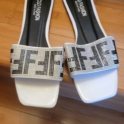 Brand New Womens Slippers .. Size 8.5 .. White And Black Color $40 Each Or Both $70