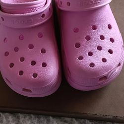 2 Pair Of Size J3 Crocs Pink & Yellow 