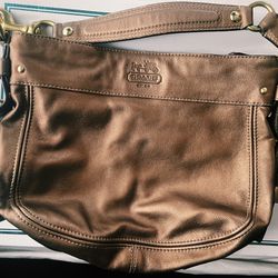 COACH Zoe Metallic Bronze Leather Hobo Handbag Purse, J0(contact info removed)1 Vintage 2008