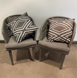 Patio Dining Chair Set of Rope Weave Chairs Included Cushions