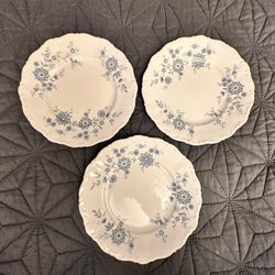 Set of 3 Vintage Seltmann Welden Bavarian Blue Christina Porcelain Salad Plates