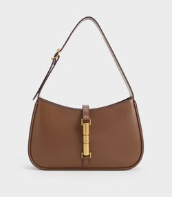 Charles & Keith leather shoulder bag - brown