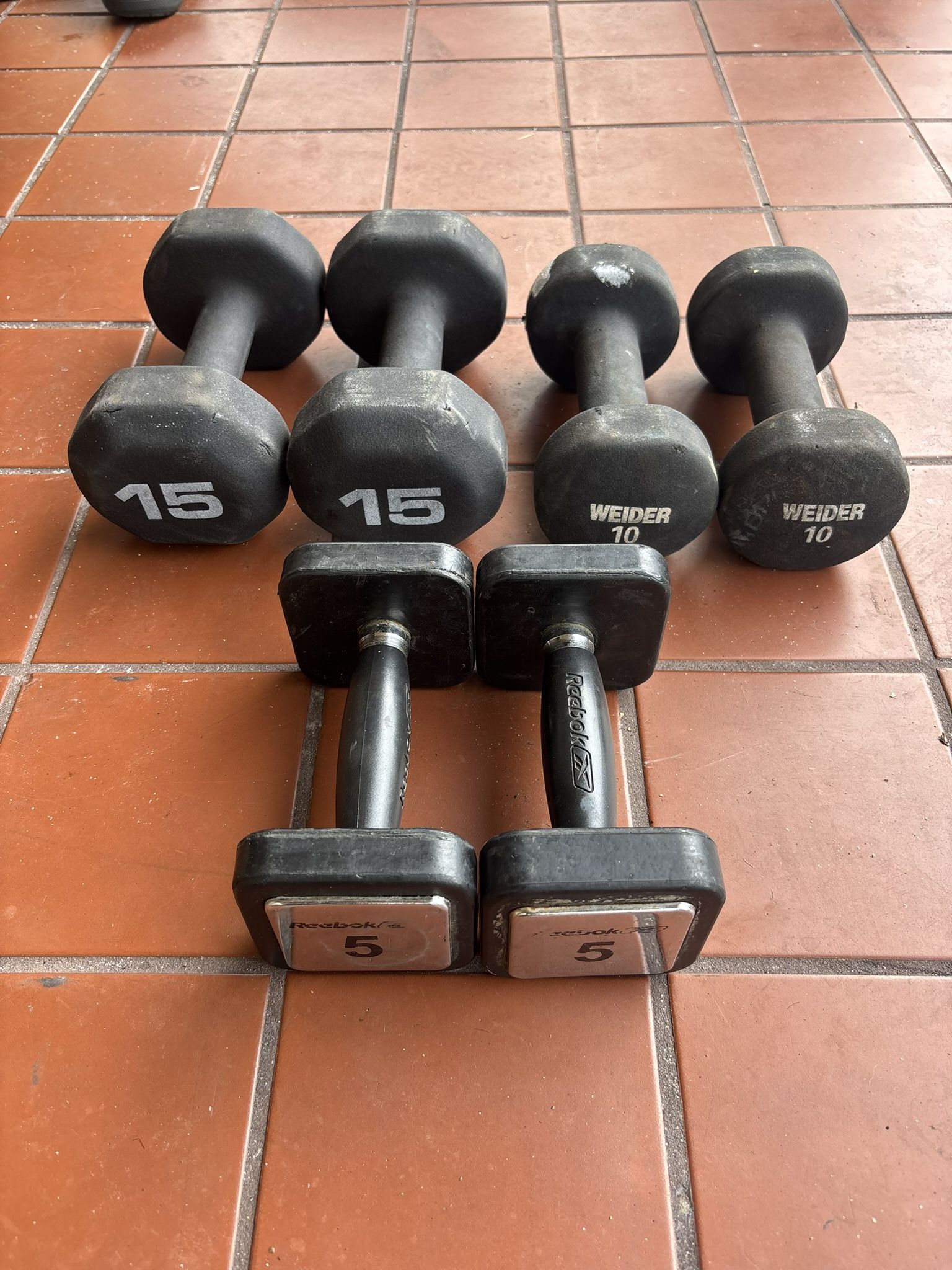 Sets of Dumbells 15s 10s 5s