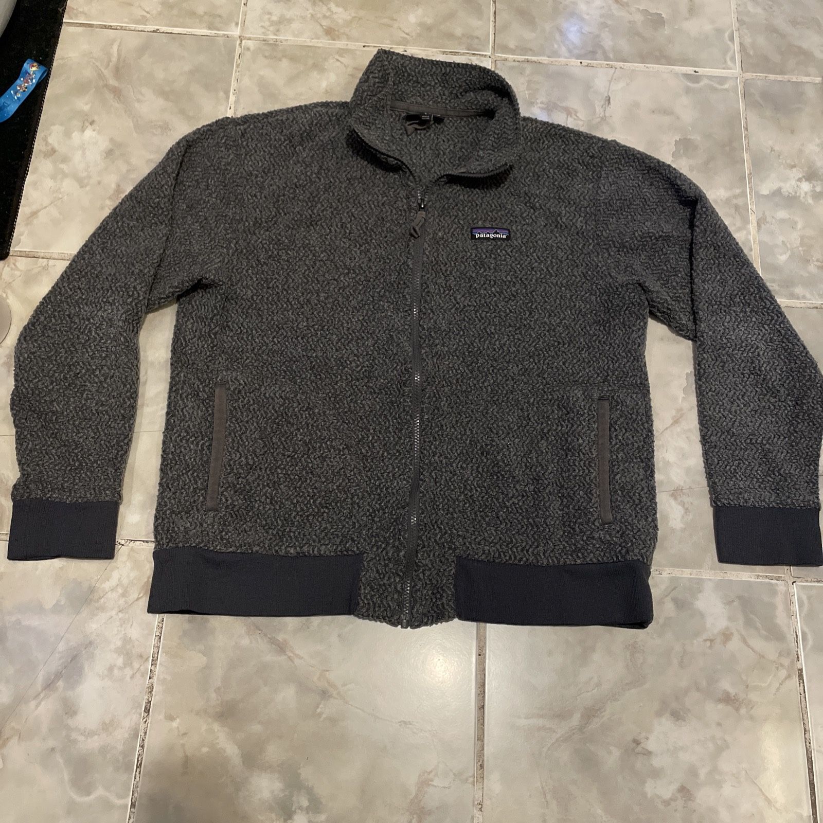 Patagonia Woolyester Fleece Better Pile Sweater SZ L Gray Full Zip Warm