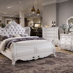 ✨ Elegant White Tufted Bedroom Set – In Stock ✨