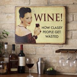Vintage Metal Wine Wall Sign – Kitchen / Bar Decor 