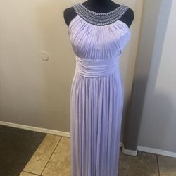 May Queen Couture purple maxi dress with beaded neckline and scarf. Size: 10 #prom #eveningwear #formal