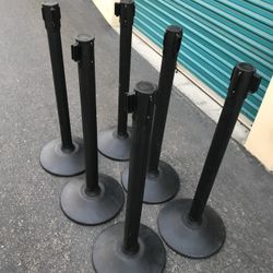 Pair Of Two Rectractable Belt Barrier 40”high