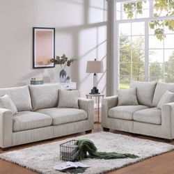 2 Pc Corduroy Sofa And Loveseat Set 