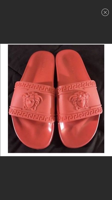 MEN AUTHENTIC RED VERSACE SLIPPERS