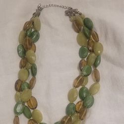 Green Three Strand Necklace