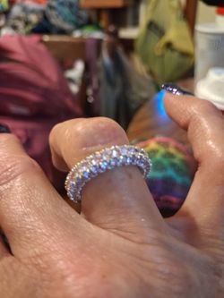 Silver Crystal Band Ring