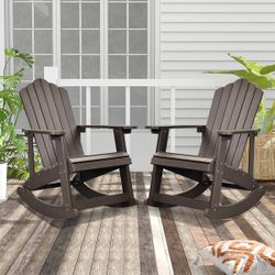 Ovios Plastic Wood Adirondack Outdoor Patio Rocking Chair Set of 2