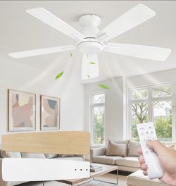 46 Inch Flush Mount Ceiling Fan No Light with Remote
