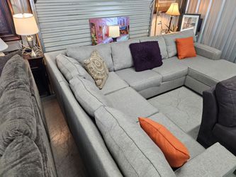 Gray U-Shaped Ashley Furniture Sectional w/ Chaise – Delivery Available