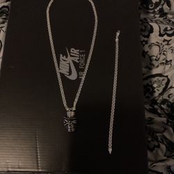 925 White Gold Filled Gucci Chain With Bracelet