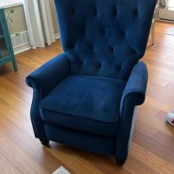 Blue Push Back Recliner Chair