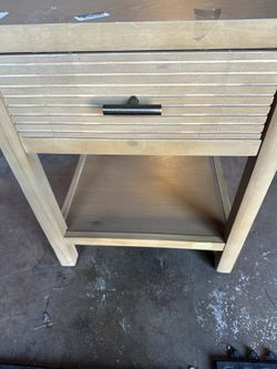 Grooved Wood Square Accent Side Table with Drawer - Natural - Hearth & Hand with Magnolia