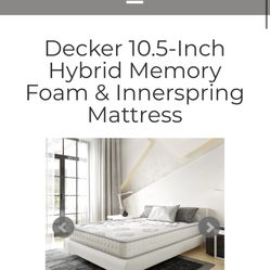 New in box, king size Decker 10.5-Inch Hybrid Memory Foam & Innerspring Mattress