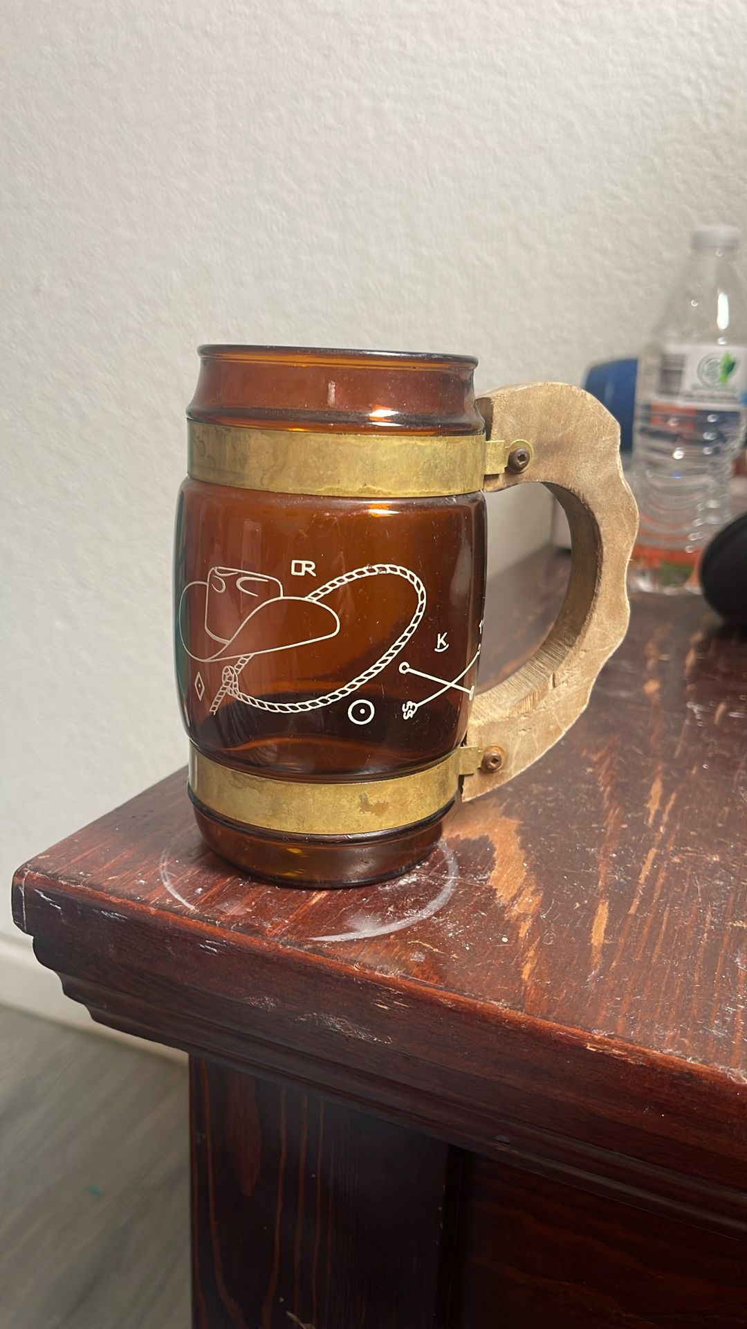 Vintage Siesta Ware Brown Barrel Glass Mug