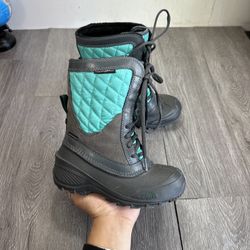 NORTH FACE THERMOBALL SHELLISTA TEAL GRAY Kids SNOW BOOT Size 13