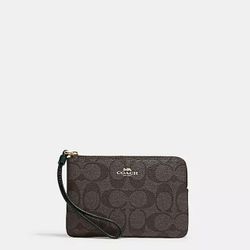 COACH Corner Zip Wristlet In Signature Canvas “ORIGINAL”