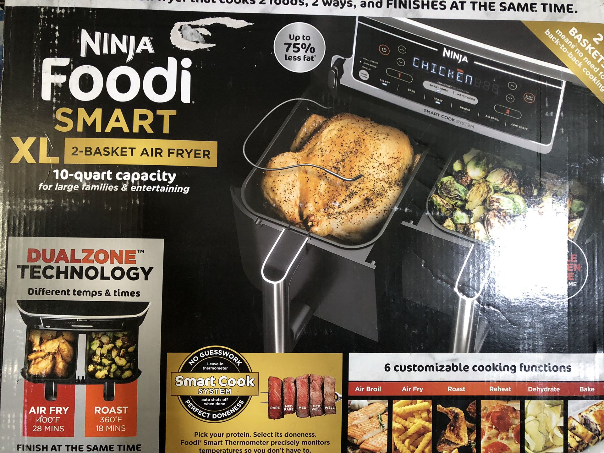 Ninja Foodi 10 qt. XL Dualzone 2-Basket Air Fryer with 6 Functions