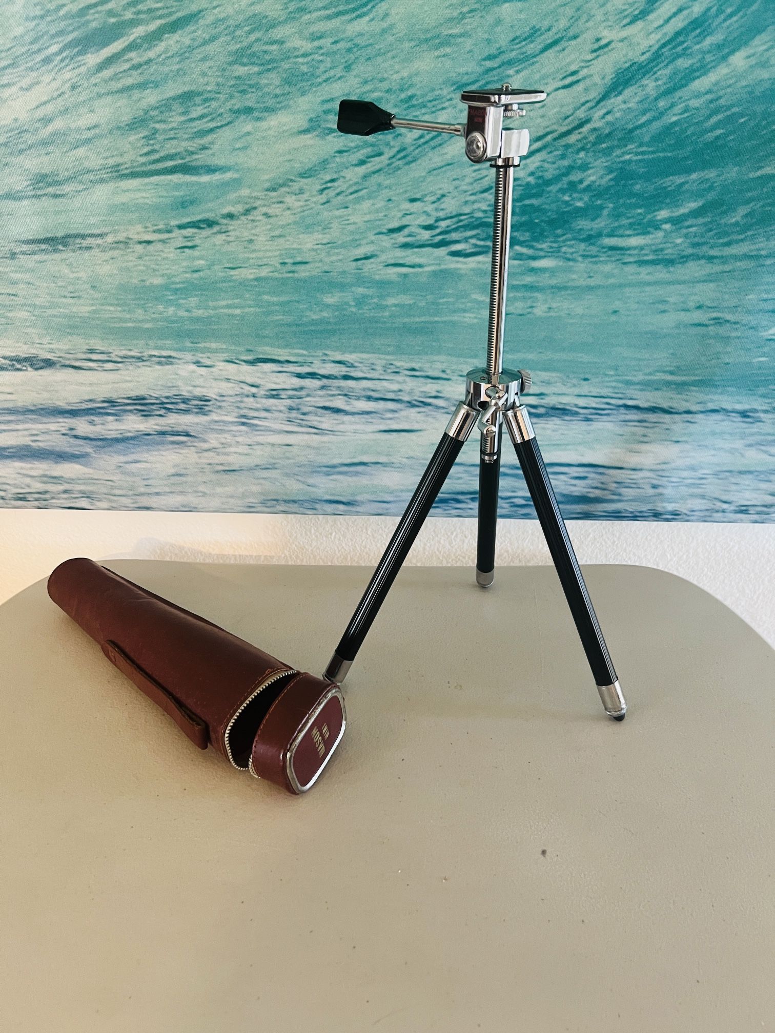 Vintage Mason Mini Metal Tripod With Leather Case $10 Broadway&Pantano Are