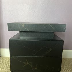 2 black marble night stand with LED lights 