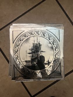 12” x 12” Mirror Tile with boat art