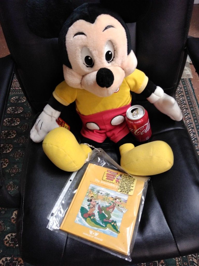 MICKEY MOUSE ANIMATED TALKING TAPE CASSETTE PLAYER WITH BOOK VINTAGE 1987