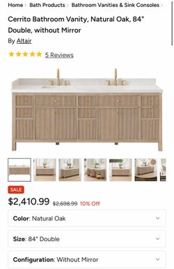 Double vanity with sinks , faucets not included