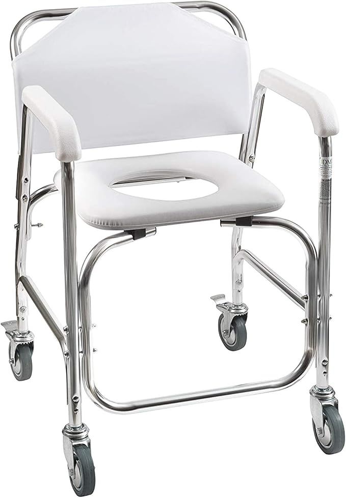 DMI Rolling Shower Chair With Locking Wheels, Holds 250 lbs