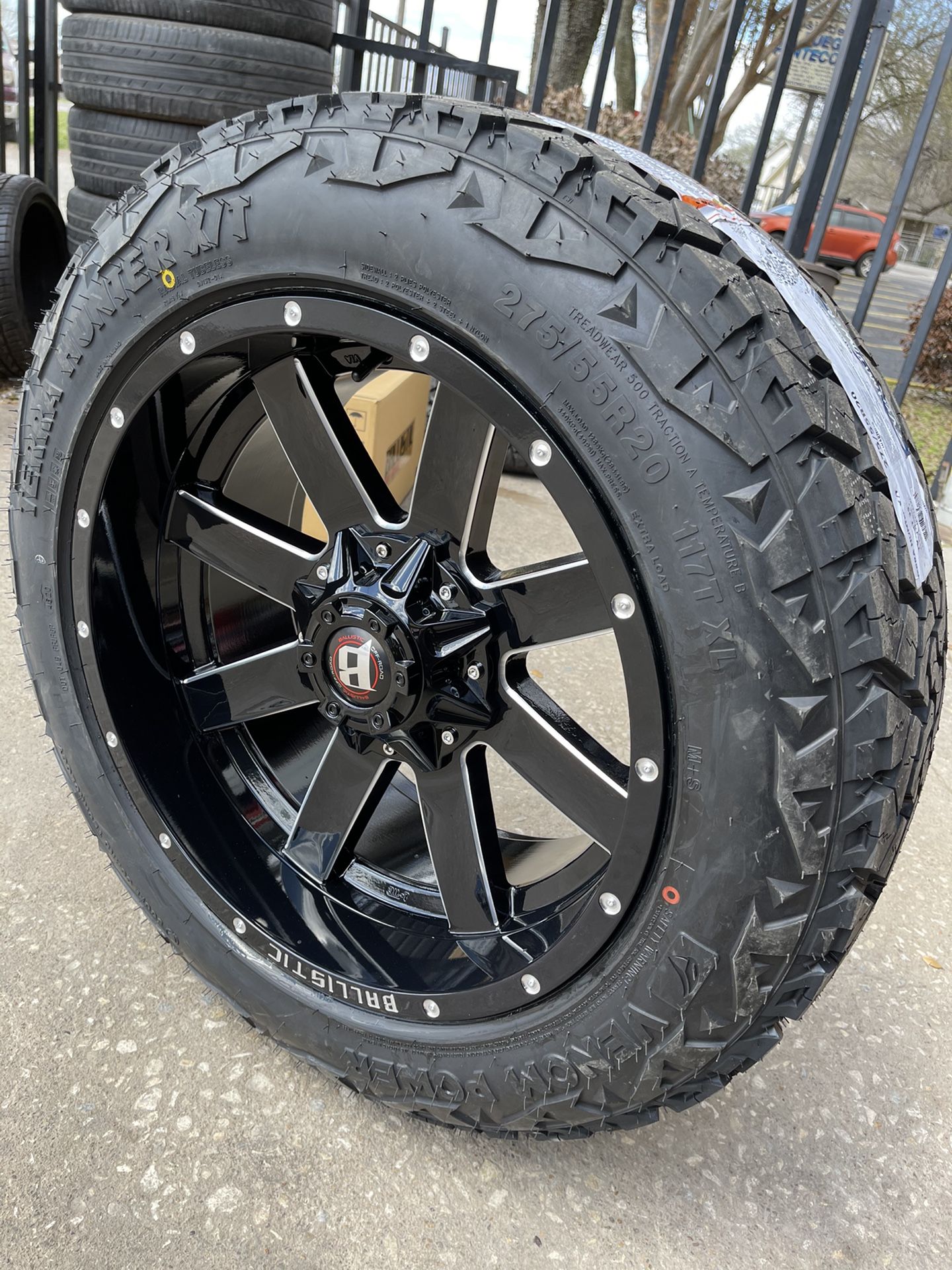 New 20x10 Black Rims And Tires 20” Wheels 20 Rines Negros Con Llantas