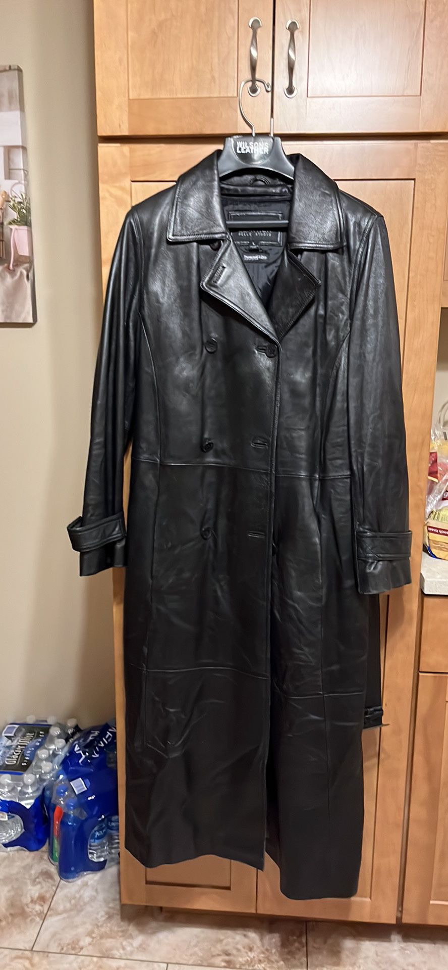 Ladies Long Leather Coat With Removable Thinsulate Liner