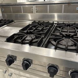 Viking Professional Cook top with 48” Downdrop ventilation system