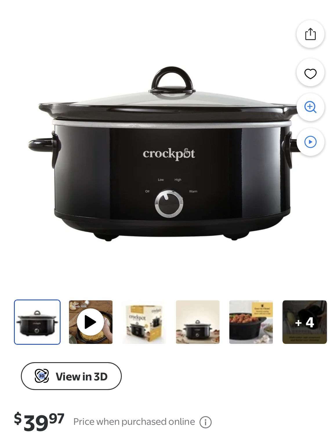 Crock-Pot® Manual 7-Quart Slow Cooker, Blac La