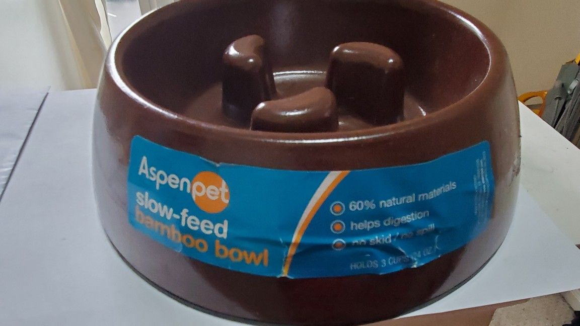 Aspen Pet Skid Stop Slow Feeder Dog Bowl

