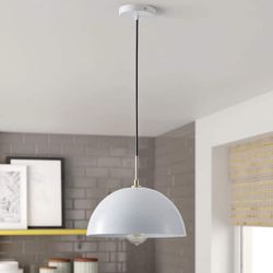 Aiwen 1-Light Modern Industrial White Dome Pendant Hanging Light - NEW