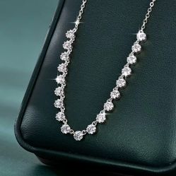 Moissanite Bezel Necklace  0.1ct 18"